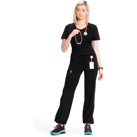 Infinity Straight Leg Drawstring Women Scrub Pants 360 Stretch - Picture 3 of 7